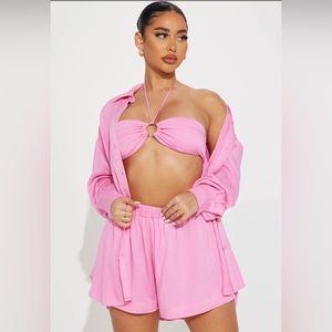 3 Piece Short Set - Pink